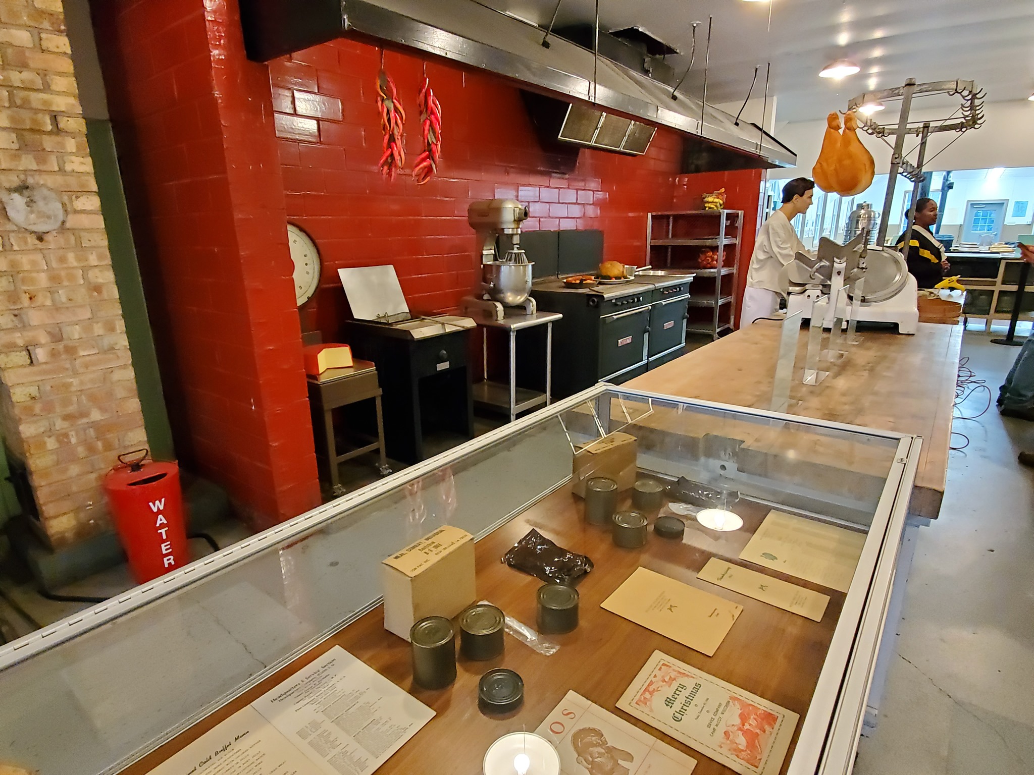 A museum exhibit featuring a kitchen at Fort McCoy's Historical Center.